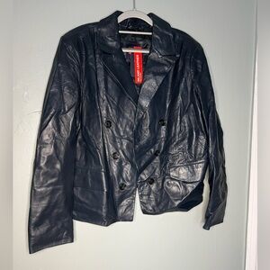 NWT Inland blue leather magnetic closure jacket